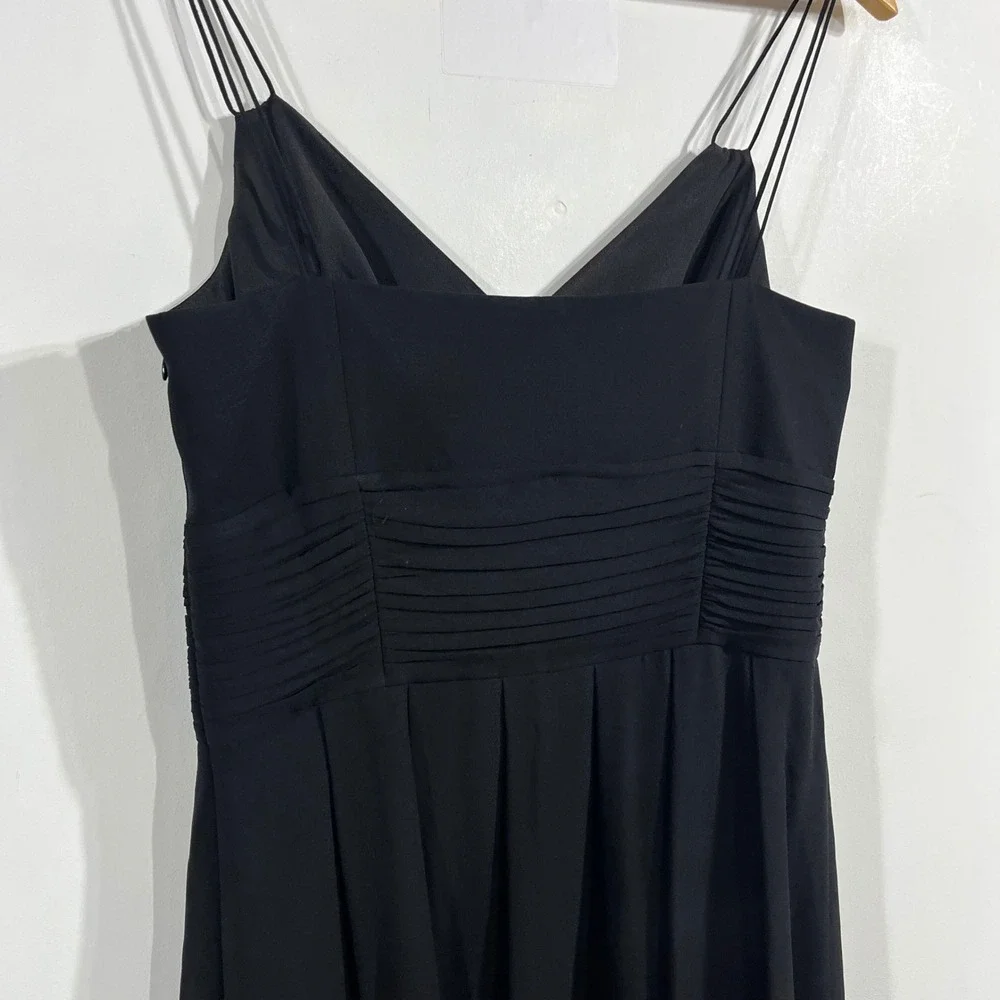 Ann Taylor 90s Minimalist Fairy Grunge Old‎ Money 100% Silk Black Midi Dress 8